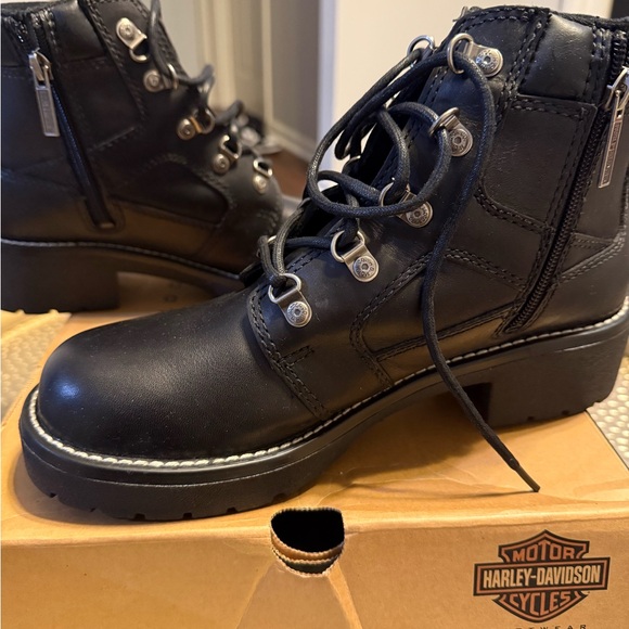 Harley-Davidson Black Leather Ankle Boots - Picture 4 of 5